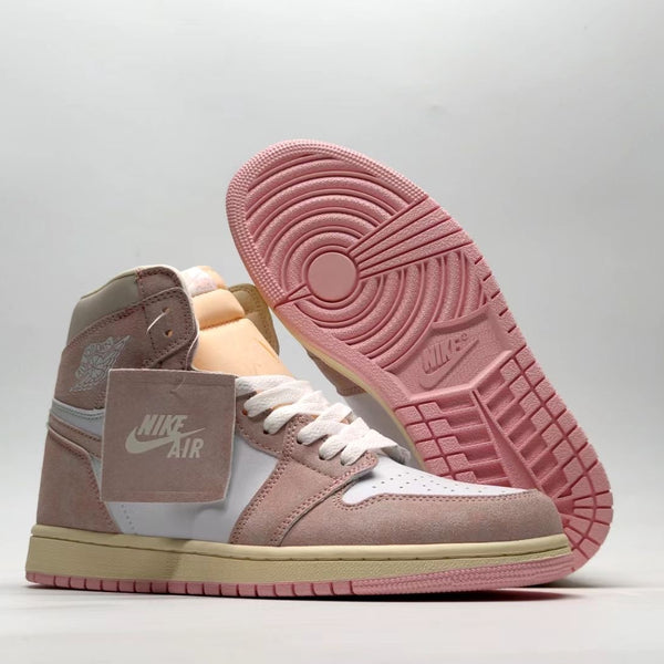 Retro High Top Sneakers, Pink Sail Colorway, Lace Up Design, Casual Gift for Sneaker Fans