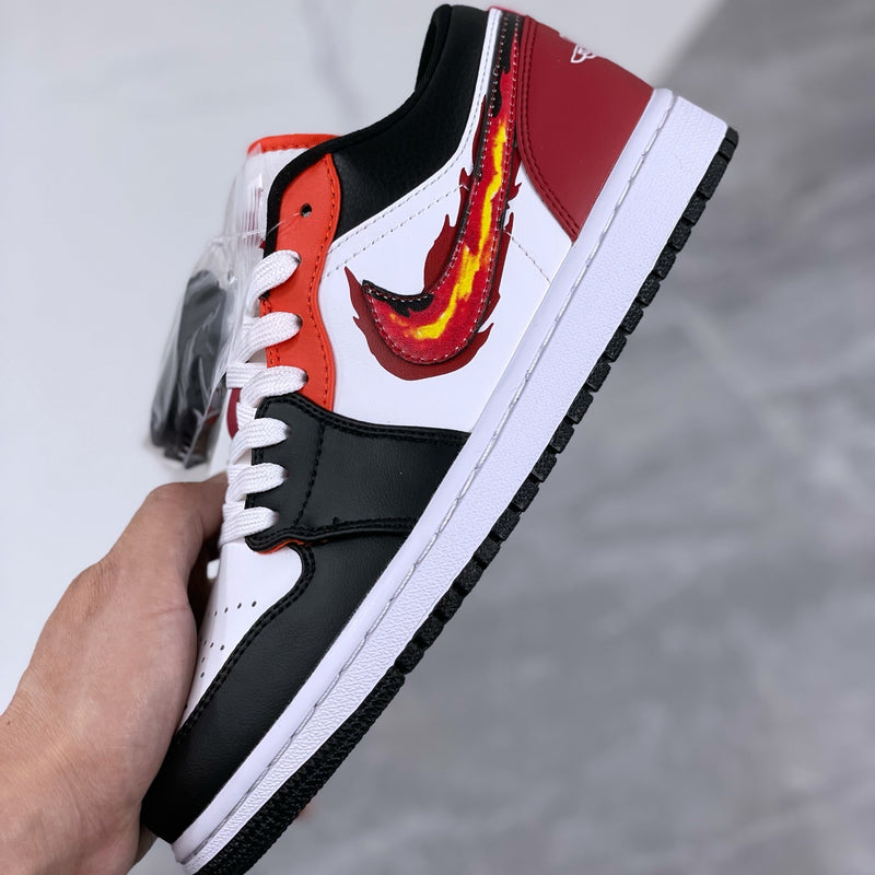 Retro Low Top Basketball Shoes, White Red Black Colorway, Lace Up Design, Casual Gift for Shoe Lovers