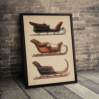 Victorian Sleigh Print, Vintage Winter Sleigh Wall Art, Antique Holiday Sleigh Canvas Art, Christmas Decor, Printable Digital Download