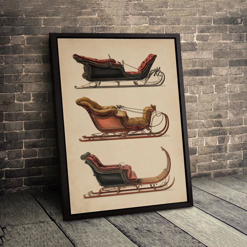 Victorian Sleigh Print, Vintage Winter Sleigh Wall Art, Antique Holiday Sleigh Canvas Art, Christmas Decor, Printable Digital Download