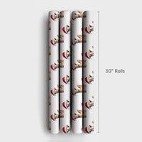 Watercolor Santa Hat Animal Gift Wrap, Christmas Camel Wrapping Paper, Whimsical Holiday Present Wrapping Paper, Winter Gift Wrap Roll