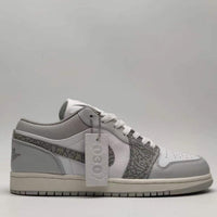 Low Top Sneakers, White Gray Colorway, Cracked Pattern, Lace Up Design, Casual Gift for Sneaker Fans