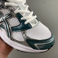 Low Top Sneakers, White Green Silver Colorway, Lace Up Design, Casual Gift for Sneaker Fans