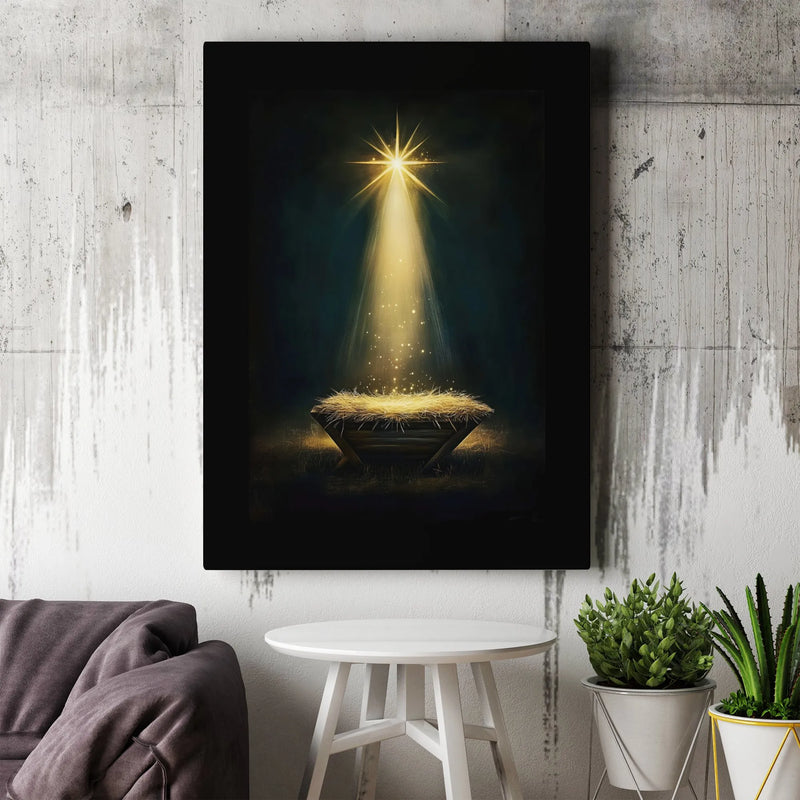 Star of Bethlehem Manger Canvas, Nativity Scene Canvas Print, Religious Christmas Wall Art Canvas, Holy Night Canvas Decor Present