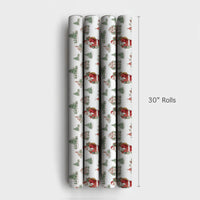 Nostalgic Winter Village Gift Wrap, Vintage Santa Claus Christmas Wrapping Paper, Retro Christmas Town Wrapping Paper, Holiday Present Paper