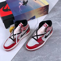 High Top Sneakers, Black Red Colorway, Lace Up Design, Casual Gift for Sneaker Fans
