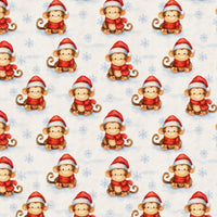 Santa Suit Monkey Holiday Gift Wrap, Festive Monkey Christmas Wrapping Paper, Adorable Animal Xmas Wrapping Paper, Seasonal Mistletoe Gift Wrap