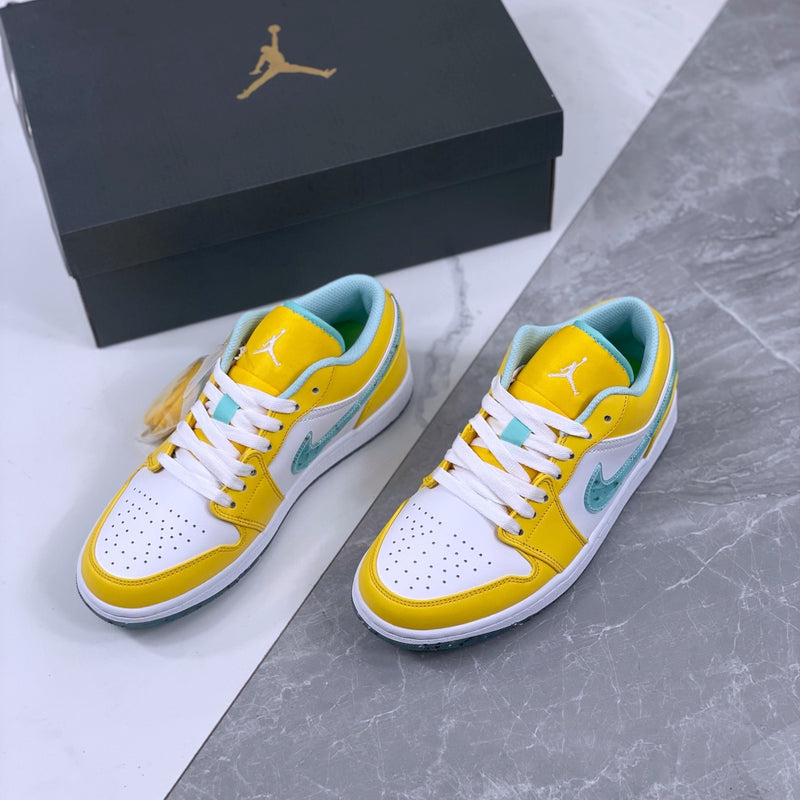 Retro Low Top Sneakers, White Yellow Colorway, Lace Up Design, Casual Gift for Sneaker Fans
