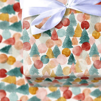 Modern Christmas Tree Gift Wrap, Abstract Watercolor Tree Wrapping Paper, Colorful Holiday Wrapping Paper, Artistic Present Paper Roll