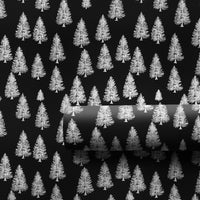 Snowy Pine Tree Gift Wrap, Black and White Christmas Wrapping Paper, Modern Winter Wrapping Paper, Monochrome Holiday Present Wrap Roll