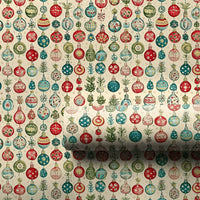 Retro Bauble Holiday Gift Wrap, Vintage Ornament Christmas Wrapping Paper, Antique Festive Print Gift Wrapping Paper, Winter Roll Gift Wrap