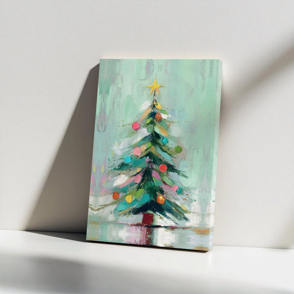 Whimsical Holiday Tree Canvas Print, Abstract Christmas Tree Canvas Wall Art, Festive Winter Canvas, Modern Seasonal Wall Dec