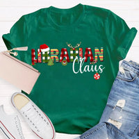 Custom Name Book Lover Holiday Shirt, Personalized Librarian Christmas T-Shirt, Festive Library Graphic Tee, Xmas Reading Present