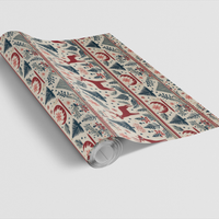Nordic Snowflake Christmas Gift Wrap, Folk Antlers Deer Wrapping Paper, Rustic Winter Holiday Wrapping Paper, Scandinavian Xmas Gift Wrap