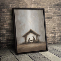 Holy Family Nativity Scene Print, Nativity Scene Canvas Wall Art, Impressionist Nativity Scene Poster, Christmas Manger Art