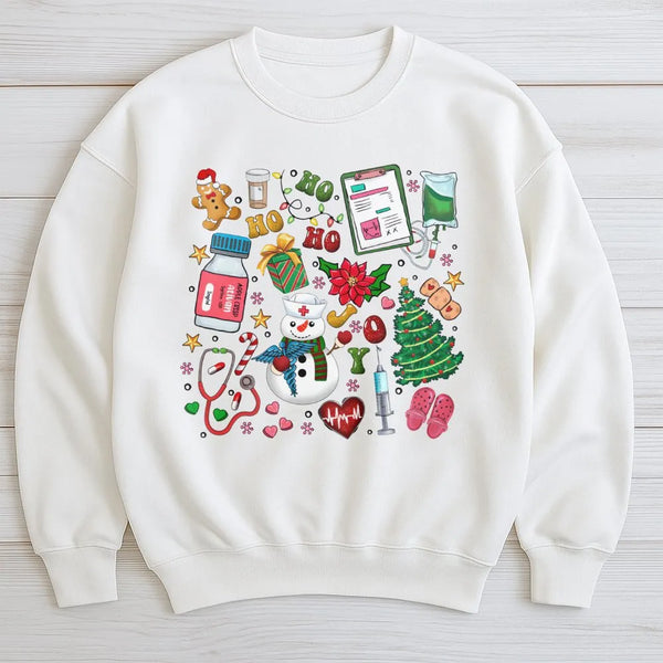 Festive Nurse Holiday Sweater, Nurse Christmas Sweatshirt, Adorable RN LPN Crewneck, Medical School Pullover, Hospital Nurse 