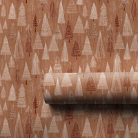 Scandinavian Forest Holiday Gift Wrap, Rustic Christmas Tree Wrapping Paper, Hand-Drawn Xmas Gift Wrap Roll, Seasonal Present Paper