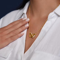 Mom to Daughter CZ Heart Pendant, To My Daughter Interlocking Hearts Necklace, Polished Surgical Steel Jewelry, Christmas Present