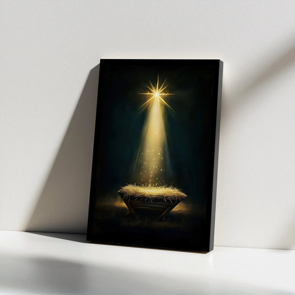Star of Bethlehem Canvas Wall Art, Nativity Manger Canvas Print, Holy Night Christmas Canvas Decor, Religious Christian Wall 
