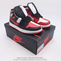 Retro Mid Top Basketball Shoes, Red White Black Colorway, Lace Up Design, Casual Gift for Shoe Lovers