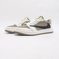 Low Top Golf Shoes, White Brown Colorway, Lace Up Design, Casual Gift for Shoe Lovers