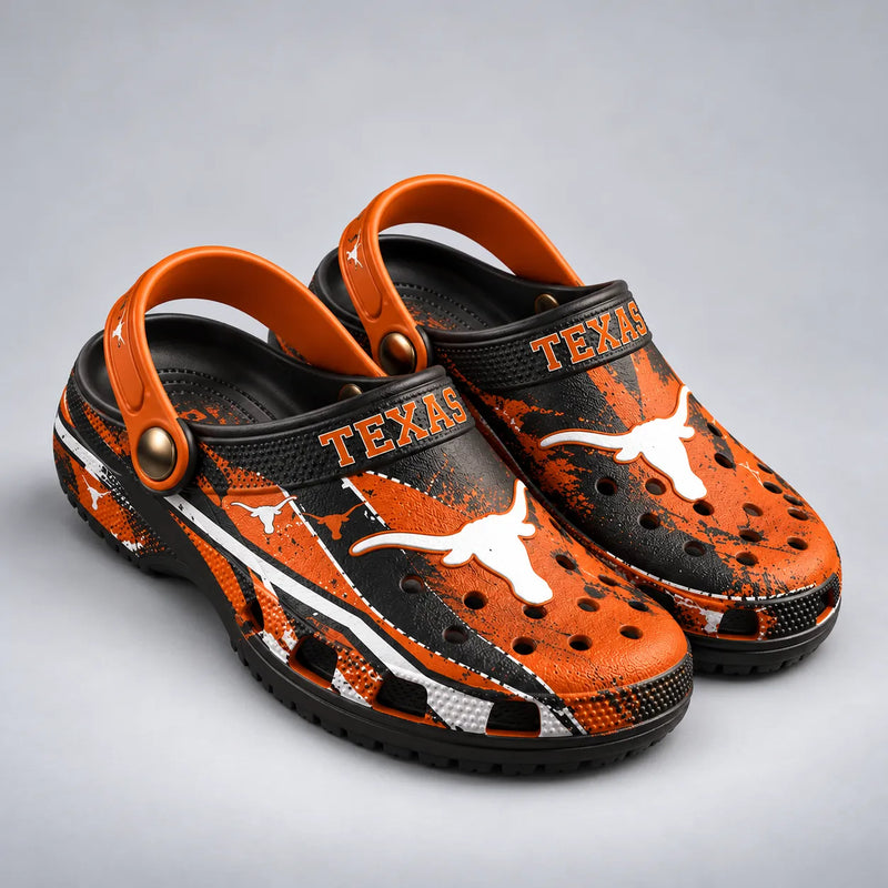 TEX Splatter Pride - Longhorn Clogs With Burnt-Orange Attitude
