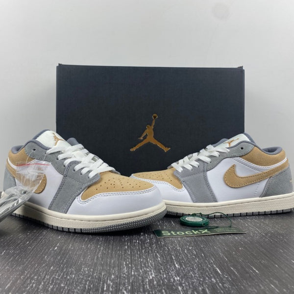 Low Top Sneakers, White Gray Brown Colorway, Lace Up Design, Casual Gift for Sneaker Fans