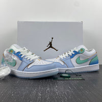 Low Top Sneakers, Blue White Colorway, Gradient Colorway, Lace Up Design, Casual Gift for Sneaker Fans