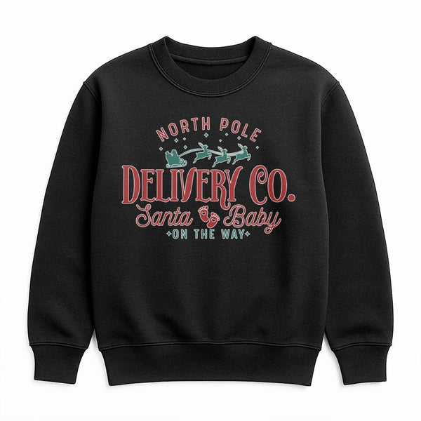 Santa Baby Christmas Pregnancy Announcement Crewneck, North Pole Delivery Co. Sweatshirt, Expecting Mom Holiday Sweater, Wint