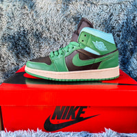 Mid Top Sneakers, Green White Colorway, Lace Up Design, Casual Gift for Sneaker Fans