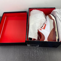 Low Top Sneakers, White Red Colorway, Leather Footwear, Lace Up Design, Casual Gift for Sneaker Fans
