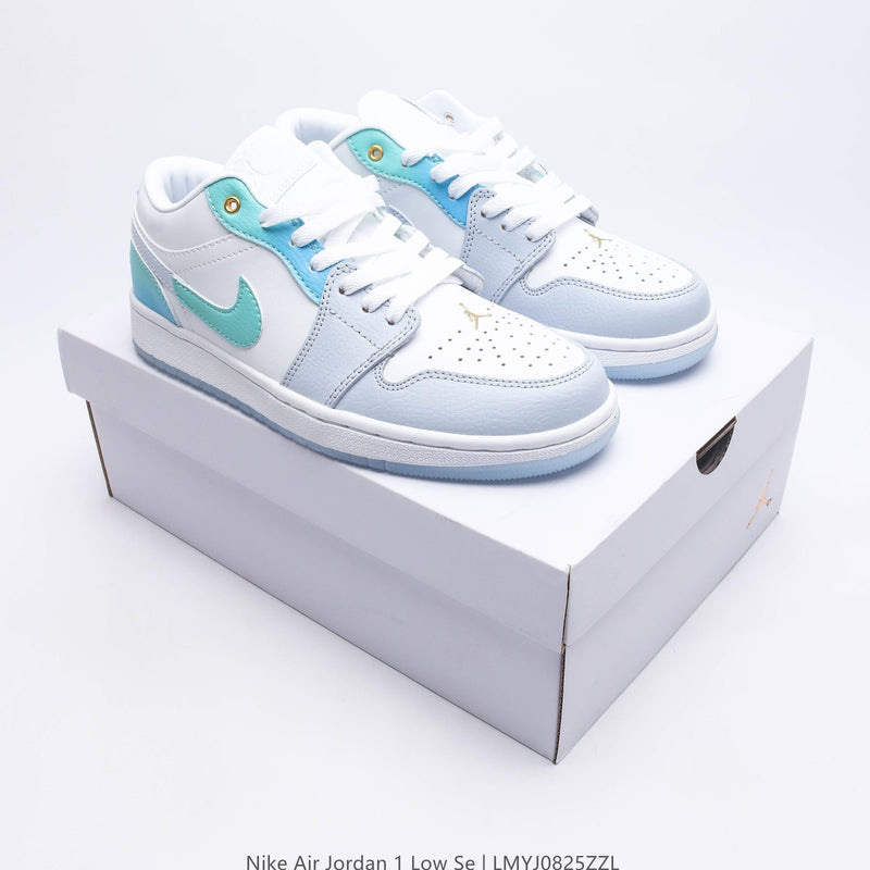 Retro Low Top Basketball Shoes, White Blue Colorway, Lace Up Design, Casual Gift for Shoe Lovers