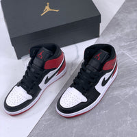 Retro Mid Top Basketball Shoes, Black Red Colorway, Lace Up Design, Casual Gift for Shoe Lovers