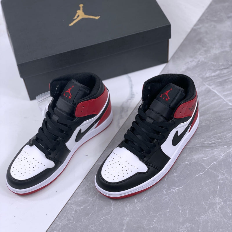 Retro Mid Top Basketball Shoes, Black Red Colorway, Lace Up Design, Casual Gift for Shoe Lovers