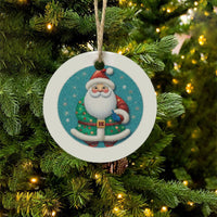 Festive Holiday Ornament, Santa Claus Christmas Ceramic Ornament, Personalized Christmas Tree Ornament, Glossy Keepsake Ornament Present