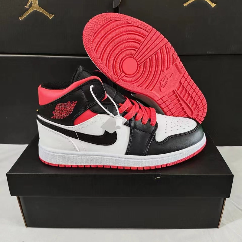 Sneakers, White Black Red Colorway, Lace Up Design, Casual Gift for Sneaker Fans