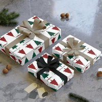 Red and Green Holiday Wrapping Paper, Christmas Tree Wrapping Paper, Festive Winter Gift Wrapping Paper, Traditional Xmas Present Wrap Roll