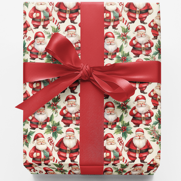 Retro Christmas Wrapping Paper, Vintage Santa Claus Wrapping Paper, Holiday Noel Wrapping Paper, Festive Winter Gift Wrap, Xm
