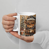 Comfy Winter Holiday Coffee Mug, Highland Cow Christmas Mug, Adorable Farm Animal Ceramic Mug, Christmas Coffee Cup, Cow Lover Present