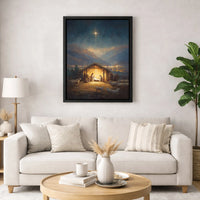 Star of Bethlehem Wall Art Canvas, Holy Night Nativity Scene Canvas Print, Christian Christmas Canvas, Religious Holiday Home Decor Present