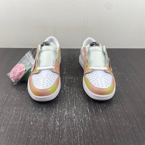 Low Top Sneakers, White Yellow Pink Colorway, Lace Up Design, Casual Gift for Sneaker Fans