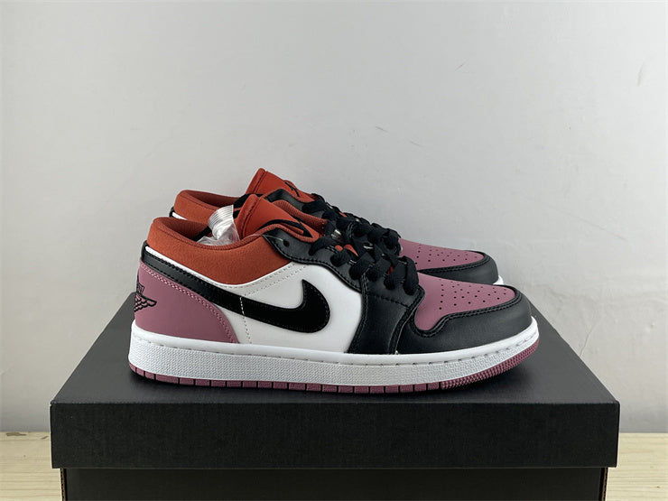 Low Top Sneakers, Burgundy Black White Colorway, Lace Up Design, Casual Gift for Sneaker Fans