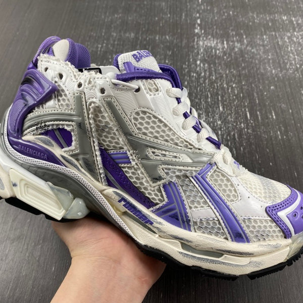 Low Top Sneakers, White Purple Colorway, Lace Up Design, Casual Gift for Sneaker Fans