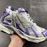 Low Top Sneakers, White Purple Colorway, Lace Up Design, Casual Gift for Sneaker Fans