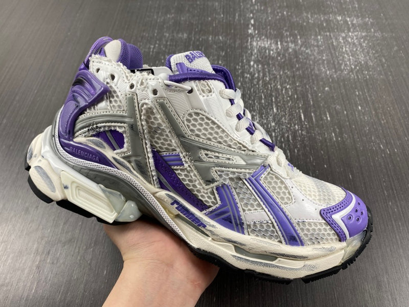 Low Top Sneakers, White Purple Colorway, Lace Up Design, Casual Gift for Sneaker Fans