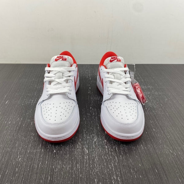 Low Top Sneakers, White Red Colorway, Lace Up Design, Casual Gift for Sneaker Fans