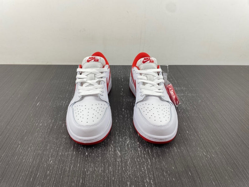 Low Top Sneakers, White Red Colorway, Lace Up Design, Casual Gift for Sneaker Fans