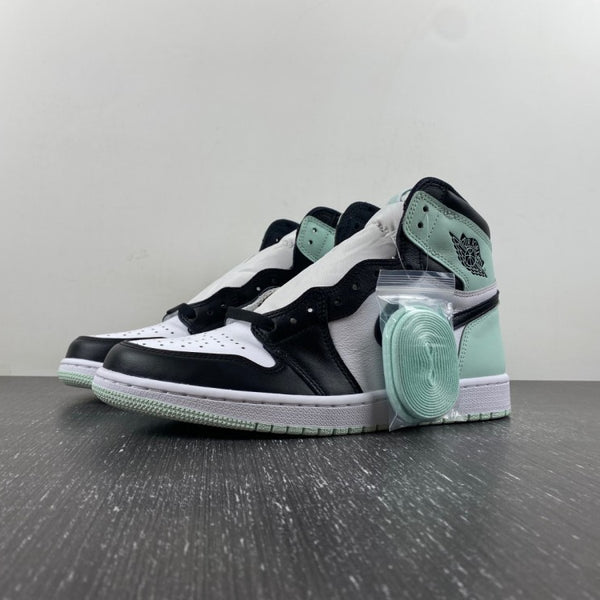 Retro High Top Sneakers, Mint Green Black Colorway, Lace Up Design, Casual Gift for Sneaker Fans