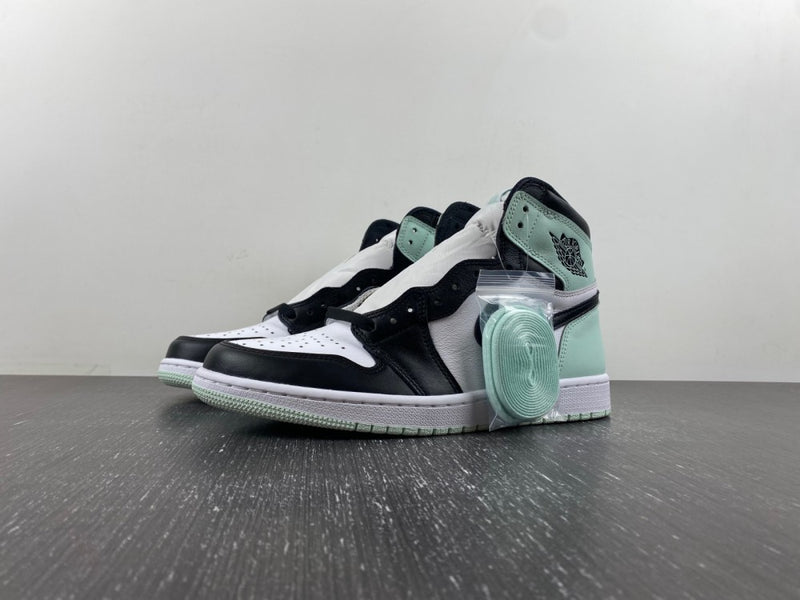 Retro High Top Sneakers, Mint Green Black Colorway, Lace Up Design, Casual Gift for Sneaker Fans