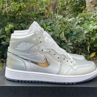 High Top Golf Shoes, White Silver Colorway, Lace Up Design, Casual Gift for Shoe Lovers